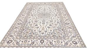 Tappeto Kashan Medaglione Floreale Avorio Blu 200x303 Cm