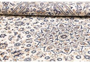 Tappeto Kashan Medaglione Floreale Avorio Blu 200x303 Cm