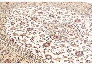 Tappeto Kashan Medaglione Floreale Avorio Blu Scuro 197x300 Cm