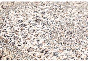 Tappeto Kashan Medaglione Floreale Avorio Blu Scuro 194x293 Cm