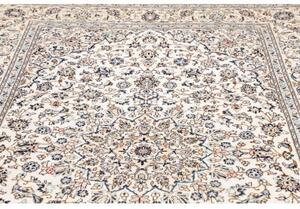 Tappeto Kashan Medaglione Floreale Avorio Blu Scuro 194x293 Cm