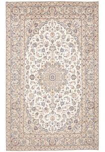 Tappeto Kashan Medaglione Floreale Écru Blu Indaco 200x313 Cm