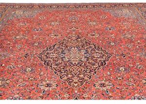 Tappeto Sarough Medaglione Floreale Rosso Corallo Blu Notte 296x400 Cm