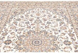 Tappeto Kashan Medaglione Floreale Écru Blu Indaco 200x313 Cm