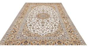 Tappeto Kashan Medaglione Floreale Avorio Beige 203x317 Cm