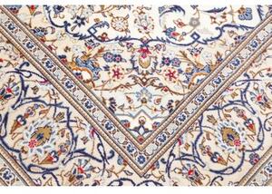 Tappeto Kashan Medaglione Floreale Avorio Blu 198x297 Cm