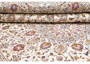 Tappeto Kashan Medaglione Floreale Avorio Blu Scuro 253x340 Cm