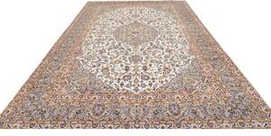 Tappeto Kashan Medaglione Floreale Avorio Blu 260x387 Cm