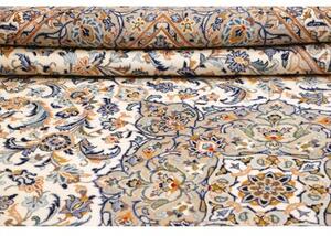 Tappeto Kashan Medaglione Floreale Avorio Blu 260x387 Cm
