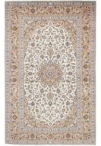 Tappeto Kashan Medaglione Floreale Avorio Beige 203x317 Cm