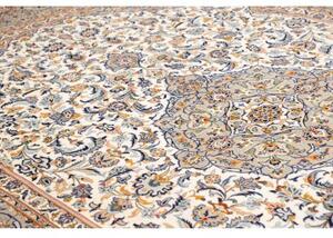 Tappeto Kashan Medaglione Floreale Avorio Blu 260x387 Cm