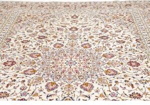 Tappeto Kashan Medaglione Floreale Avorio Blu Scuro 253x340 Cm