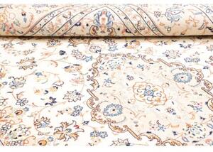 Tappeto Kashan Medaglione Floreale Avorio Blu 196x293 Cm