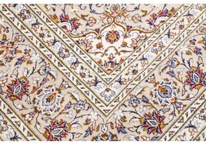 Tappeto Kashan Medaglione Floreale Avorio Blu Scuro 253x340 Cm