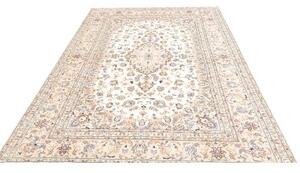 Tappeto Kashan Medaglione Floreale Avorio Blu 196x293 Cm