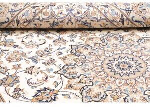 Tappeto Kashan Medaglione Floreale Écru Blu Indaco 200x313 Cm