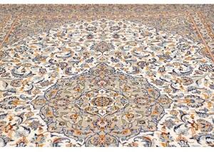 Tappeto Kashan Medaglione Floreale Avorio Blu 260x387 Cm
