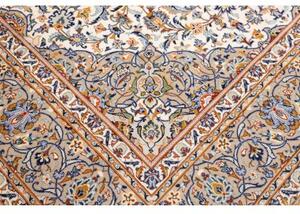 Tappeto Kashan Medaglione Floreale Avorio Blu 260x387 Cm