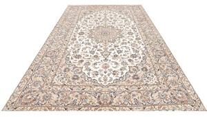 Tappeto Kashan Medaglione Floreale Écru Blu Indaco 200x313 Cm