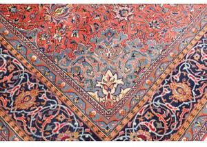 Tappeto Sarough Medaglione Floreale Rosso Corallo Blu Notte 296x400 Cm