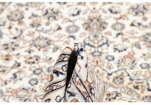Tappeto Kashan Medaglione Floreale Avorio Blu Scuro 194x293 Cm