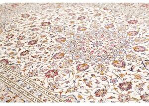 Tappeto Kashan Medaglione Floreale Avorio Blu Scuro 253x340 Cm