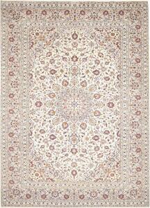 Tappeto Kashan Medaglione Floreale Avorio Blu Scuro 253x340 Cm