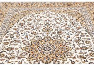 Tappeto Kashan Medaglione Floreale Avorio Beige 203x317 Cm