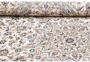 Tappeto Kashan Medaglione Floreale Avorio Blu Scuro 194x293 Cm