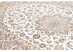 Tappeto Kashan Medaglione Floreale Écru Blu Indaco 200x313 Cm