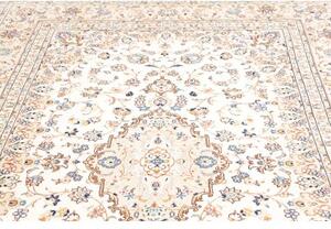 Tappeto Kashan Medaglione Floreale Avorio Blu 196x293 Cm