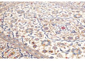 Tappeto Kashan Medaglione Floreale Avorio Blu 198x297 Cm