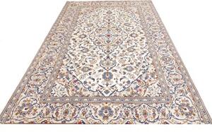 Tappeto Kashan Medaglione Floreale Avorio Blu 198x297 Cm