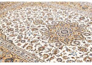 Tappeto Kashan Medaglione Floreale Avorio Beige 203x317 Cm