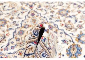 Tappeto Kashan Medaglione Floreale Avorio Blu 198x297 Cm