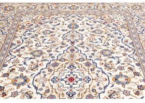 Tappeto Kashan Medaglione Floreale Avorio Blu 198x297 Cm