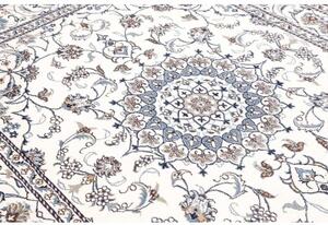 Tappeto Nain Kashmar Medaglione Floreale Avorio Blu 196x247 Cm