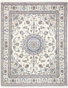 Tappeto Nain Kashmar Medaglione Floreale Avorio Blu 196x247 Cm