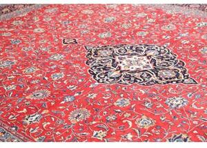 Tappeto Sarough Medaglione Floreale Rosso Blu Scuro 290x400 Cm