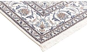 Tappeto Nain Kashmar Medaglione Floreale Avorio Blu Quadrato 200x198 Cm