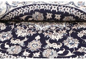 Tappeto Nain Kashmar Medaglione Floreale Blu Notte Avorio Rotondo 200x200 Cm