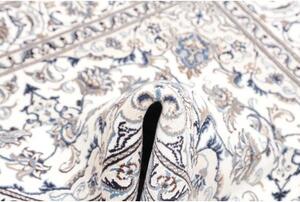 Tappeto Nain Kashmar Medaglione Floreale Avorio Blu Quadrato 195x208 Cm