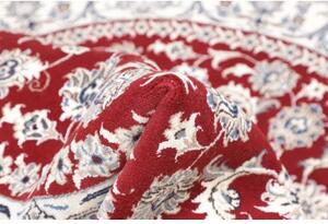 Tappeto Nain Kashmar Medaglione Floreale Rosso Avorio Rotondo 200x208 Cm