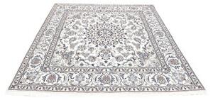 Tappeto Nain Kashmar Medaglione Floreale Avorio Blu Quadrato 195x208 Cm