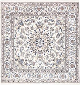Tappeto Nain Kashmar Medaglione Floreale Avorio Blu Quadrato 195x208 Cm