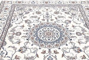 Tappeto Nain Kashmar Medaglione Floreale Avorio Blu 196x247 Cm