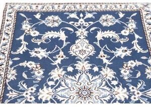 Tappeto Nain Kashmar Medaglione Floreale Blu Notte Avorio 88x140 Cm
