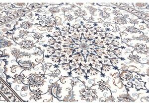 Tappeto Nain Kashmar Medaglione Floreale Avorio Blu Quadrato 195x208 Cm
