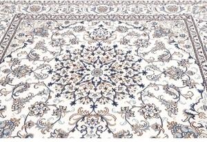 Tappeto Nain Kashmar Medaglione Floreale Avorio Blu Quadrato 200x198 Cm