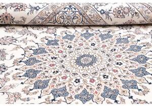 Tappeto Nain Kashmar Medaglione Floreale Avorio Blu 252x353 Cm